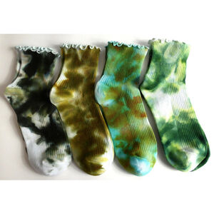 Hand-Dyed Tie-Dye Cotton Socks - Women's Size 5-8 (Set of 4)